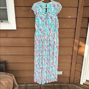 Ashley Nell Tipton Floral Dress in Teal and Pink